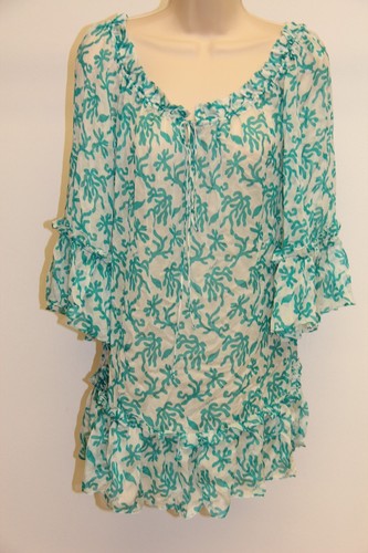 NWT Milly cabana Swimsuit Bikini Cover Up Dress Tunic Aqua Sz S 100% Silk $265 - Picture 3 of 4