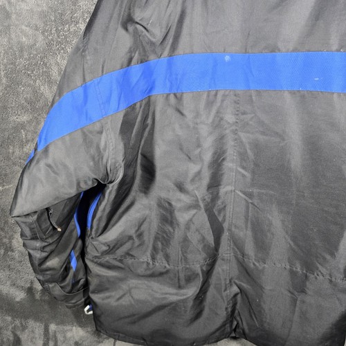 Vintage Mens Starter Down Jacket XLT Blue Black Parka Puffer Hooded Coat Winter - Picture 7 of 16