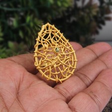 Wire Wrapped Gemstone Ring in Gold Plated With Round Peridot Statement Ring Gift