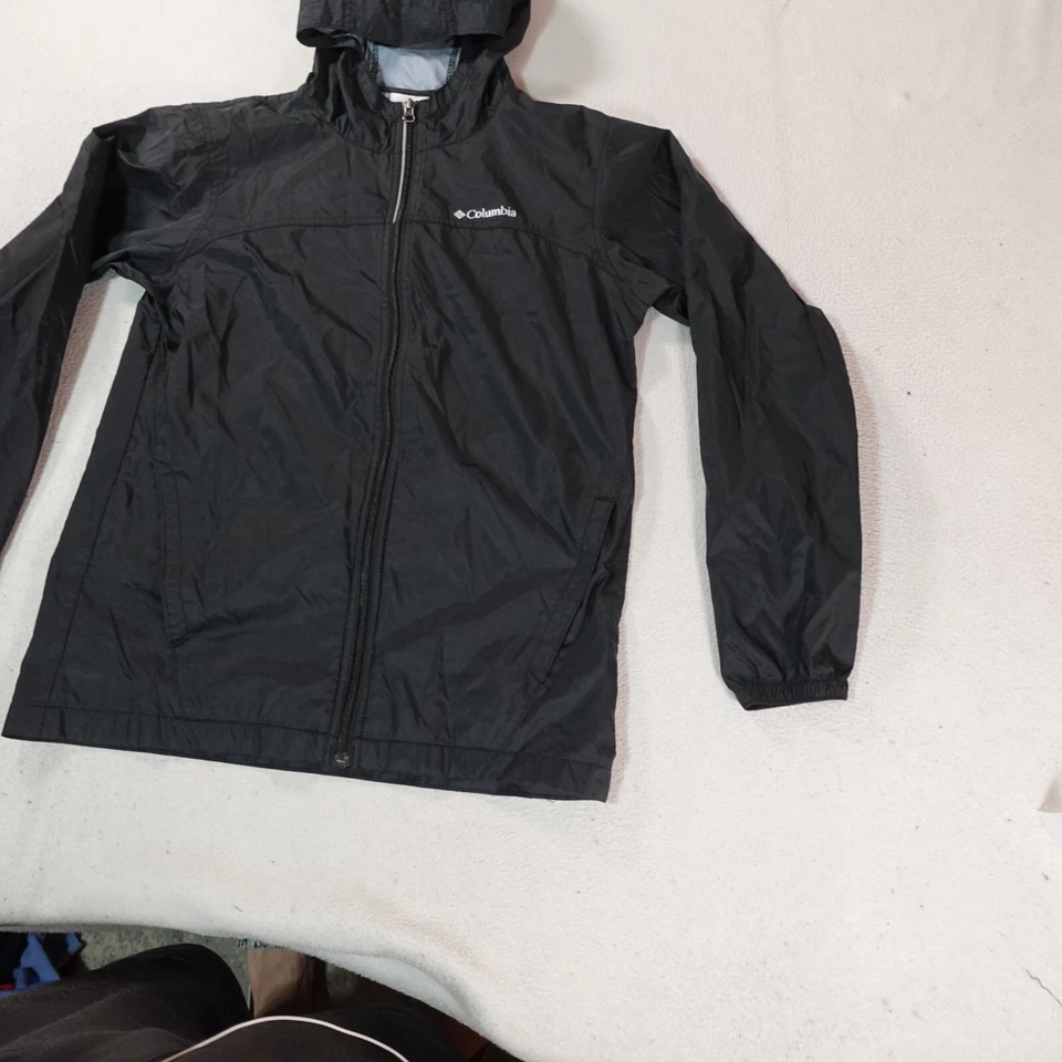 Chaqueta Columbia Juvenil Extra Grande Negra Ligera Exterior Caminata Trail Campamento Top Foto 2 de 4