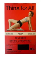 Thinx for All Women's Super Absorbency Cotton Brief Period Underwear, XL- Black