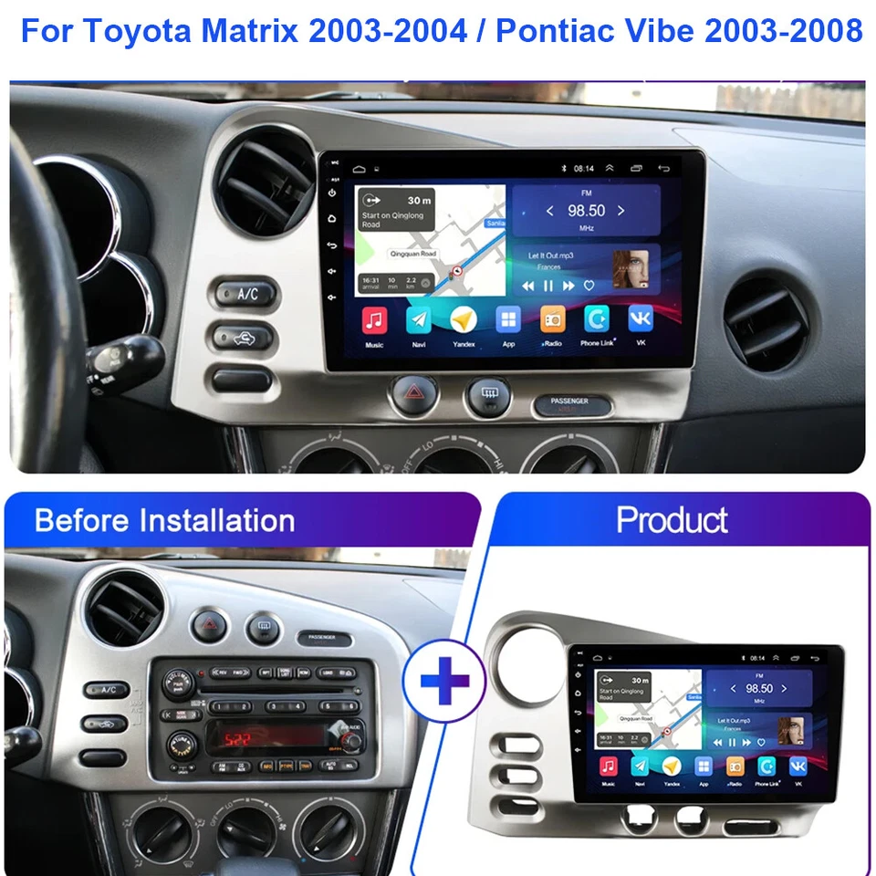 9" Android 15 para 2003 2004 Toyota Matrix Carplay carro rádio estéreo GPS navegação WIF - Imagem 4 de 4