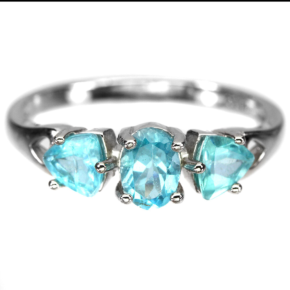 Anillo De Plata Esterlina 925 Ovalado De Apatita 6x4mm Joya Natural Talla 6