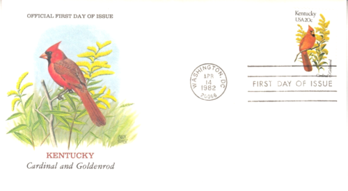 USA 1982. Kentucky. Cardinal and Goldenrod - First Day Cover - Picture 1 of 1