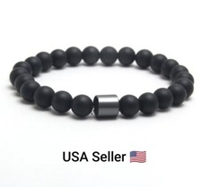 Charm Natural Stone Bracelet Hematite Black Matte 8mm Beaded Bracelets Handmade