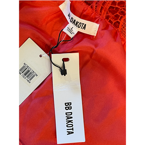 NWT Nordstrom BB Dakota Coral Orange Red Sleeveless Mini Lace Crochet Dress - Picture 12 of 24