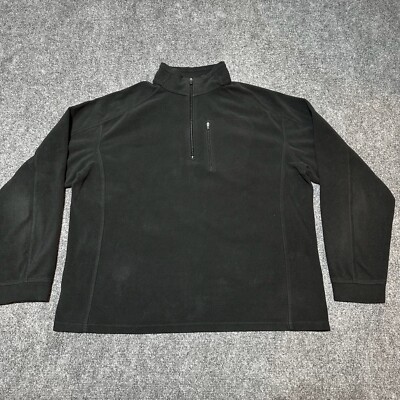 LL Bean Sweatshirt Mens Large Black Fleece Quarter Zip Pullover Mock Neck