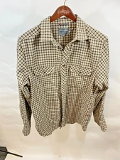 Craghoppers Men's L Tan/Chocolate Plaid Flannel Button Up Long Sleeve Shirt