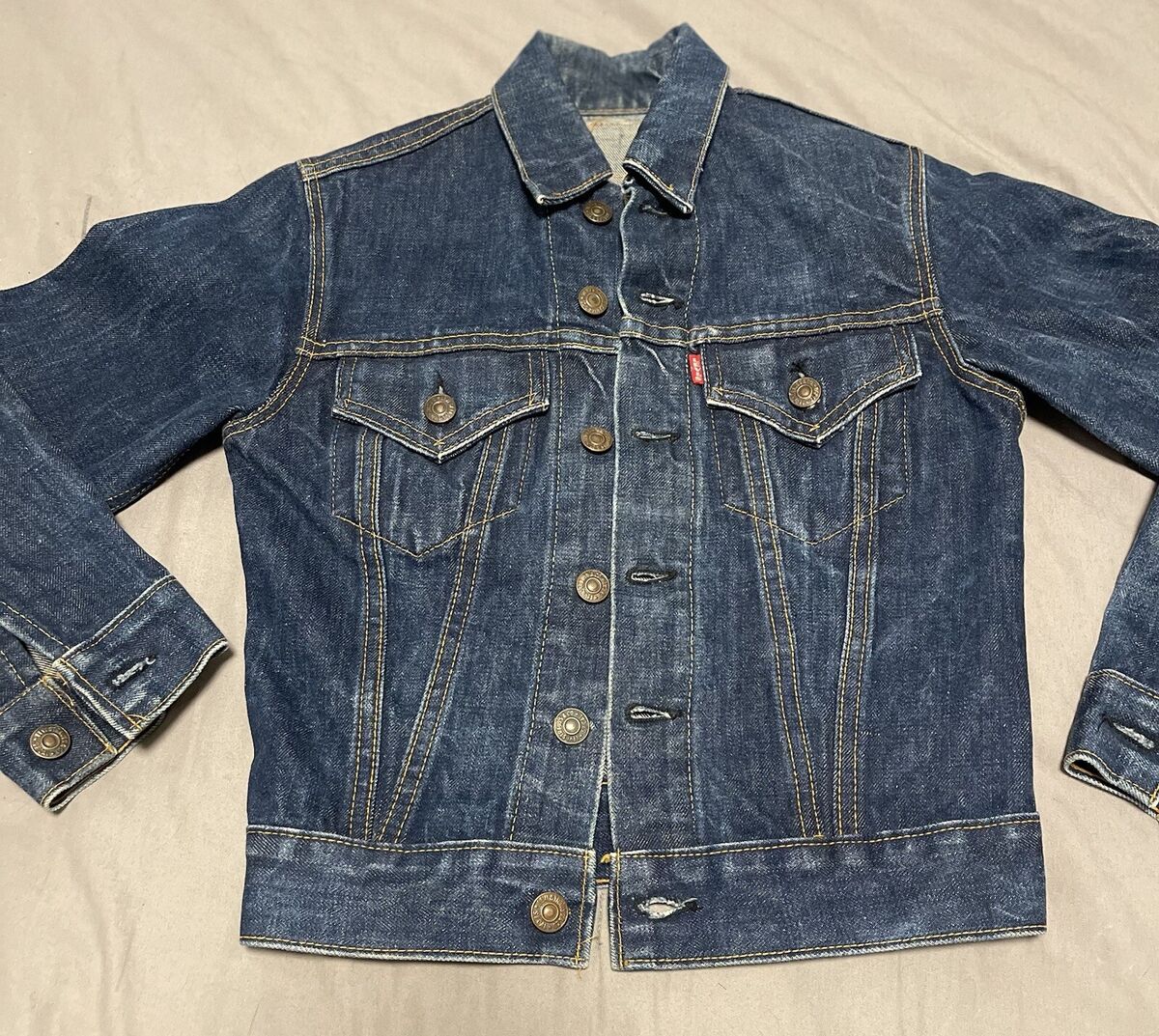 VINTAGE LEVI'S BIG E 557 XX JACKET BLUE DENIM SIZE SMALL VINTAGE LEVI'S BIG E 557 XX JACKET BLUE DENIM SIZE SMALL