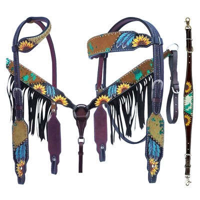 BE Bar H Equine American Leather Horse Saddle Tack One Ear Headstall | Breast