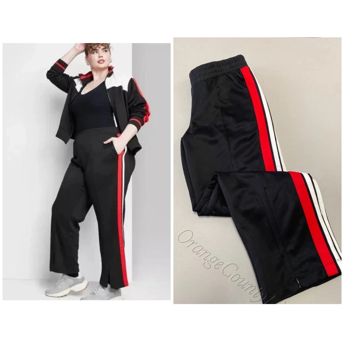 Women' High-Rise Track Pants Wild Fable Black Red Bottoms Plus Size 2X 3X  4X