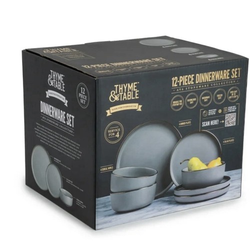 Thyme & Table 12-Piece Stoneware Dinnerware Set, Ava Collection - Picture 6 of 7