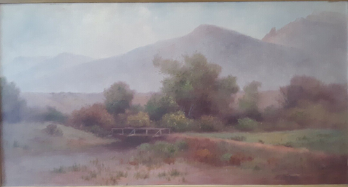 West Texas Landscape, AMERICANA, olio antico/pannello, 16"" by 30"", eccezionale - Foto 2 di 6