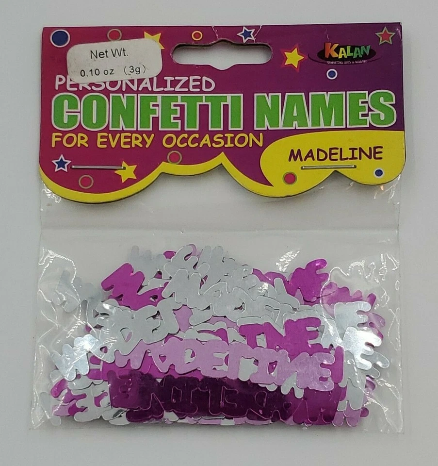 Confeti con nombre personalizado Madeline rosa plata 2 paquetes artesanías fiesta de cumpleaños Foto 2 de 4