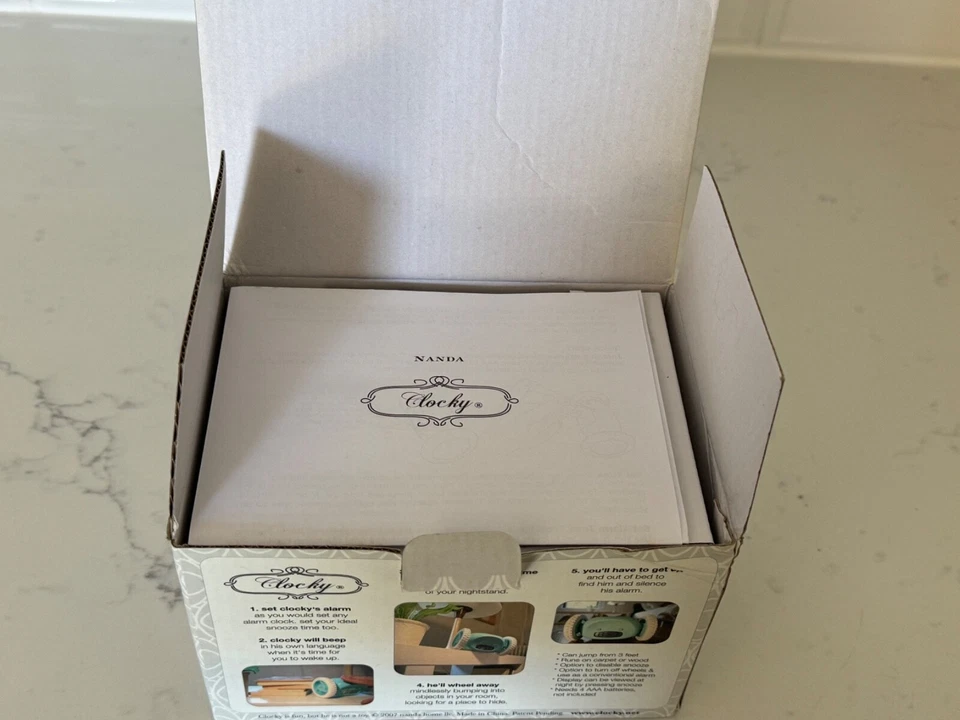 Clocky Original Alarm Clock on Wheels Runs Away WIDE EYE Almond WORKS Runaway - Image 3 of 4