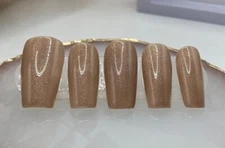 Glitter nude pink Hand Painted Nail Fake False Glue on nails