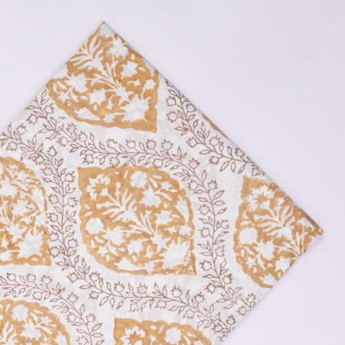 1 Yard Indian Handmade Natural Cotton Sanganeri Hand Block Print Floral Fabric - Picture 2 of 7