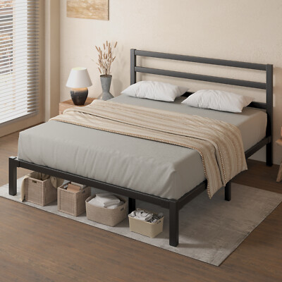 #ad Bed Frame Twin Full Queen King Metal Platform With Headboard and Footboard $105.99