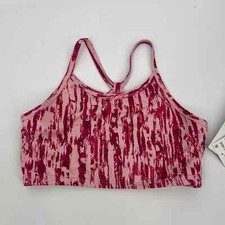 Z by Zella Girls Strappy Sports Bra Pink Powder Woodgrain Print L 10/12 NWT