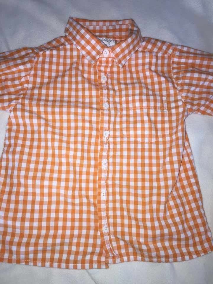 Strasburg Boys Sz. 6 Orange & White Checkered Short Slv Oxford. Note Minor Flaw - Image 4 of 4