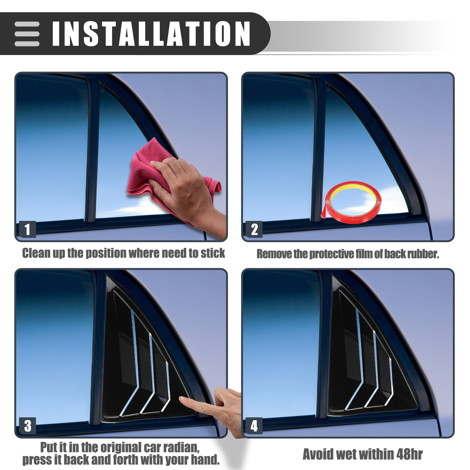 1 Set Rear Side Window Louvers Vent Cover for Nissan Sentra ABS Bright