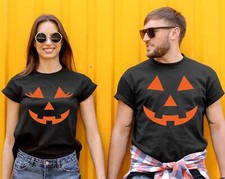 Pumpkin Face Jack O Lantern Couples Shirt Halloween Unisex Tees Halloween