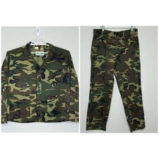 Vintage Game Winner Jacket Sz Large & Pants Sz Large Woodland Camo Hunting