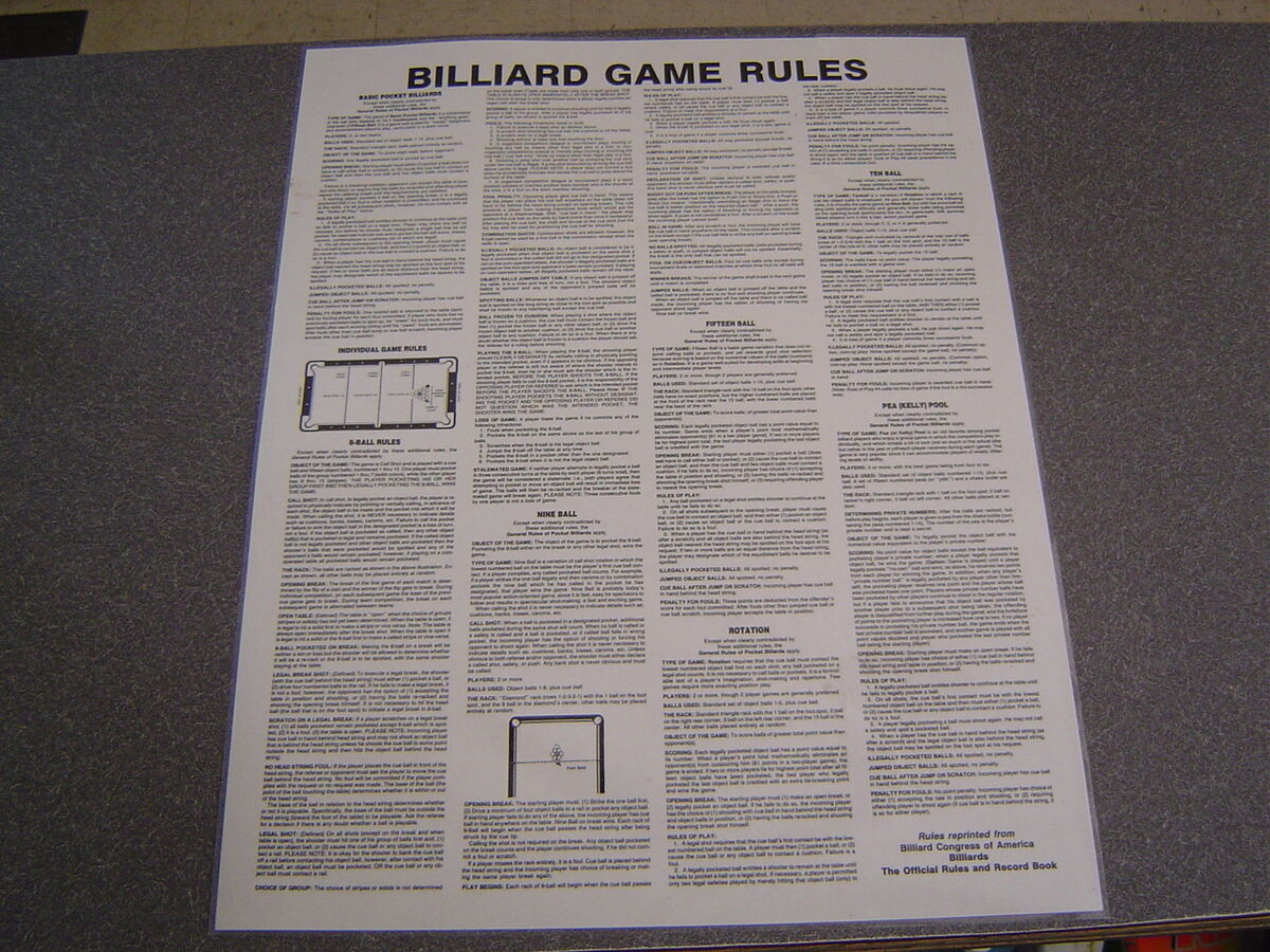 8-Ball & 9-Ball Rules Poster - Billiard Congress of America