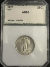 1917 Standing Liberty Quarter Old PCI Slab, AU 50 Type 1, Looks FH