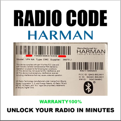 ANTI-THEFT HARMAN RADIO CODE SERIES UCONNECT 8.4 VP4 G STEREO