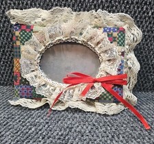 Vintage Padded Lace Photo Album Scrapbook Slip-In Photo Keeper w/Photo Sleeves