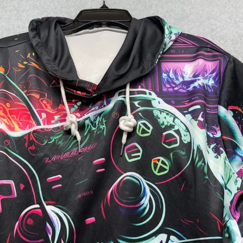 Neon Gamer Video Game Controller Graphic Hoodie Sweatshirt - product listing photo
