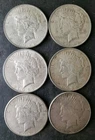 Lot of Six $1 Peace Silver Dollars