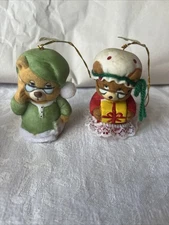 Jasco Caring Critters Chimers Set Of Two Vintage Bear Christmas Ornaments Basque