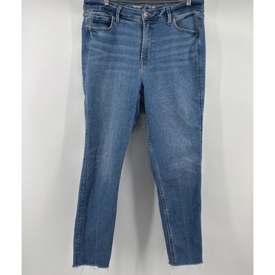 Old Navy Rockstar Super Skinny Jeans Womens 14 Extra High Rise Raw Hem Blue 360