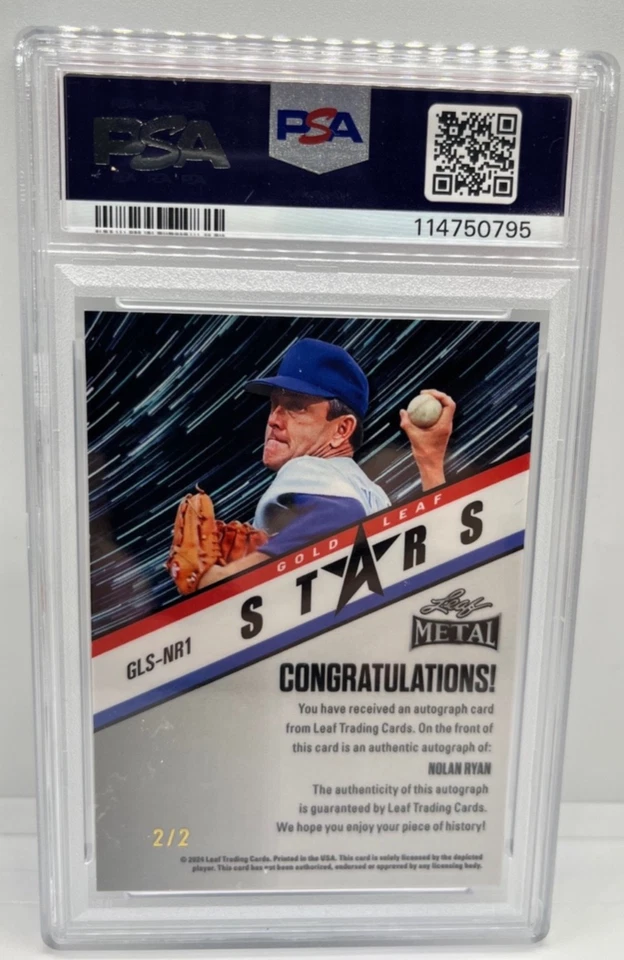 2024 Leaf Metal Nolan Ryan 2/2 PSA/DNA Auto Grade 10 Houston Astros MLB Signed - Image 3 of 3