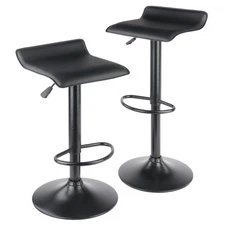 Obsidian Adjustable Swivel Stools, 2-Pc Set, Black
