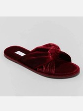 Stars Above Burgundy Gracie Velvet Knotted Slide Slippers size Large NWT