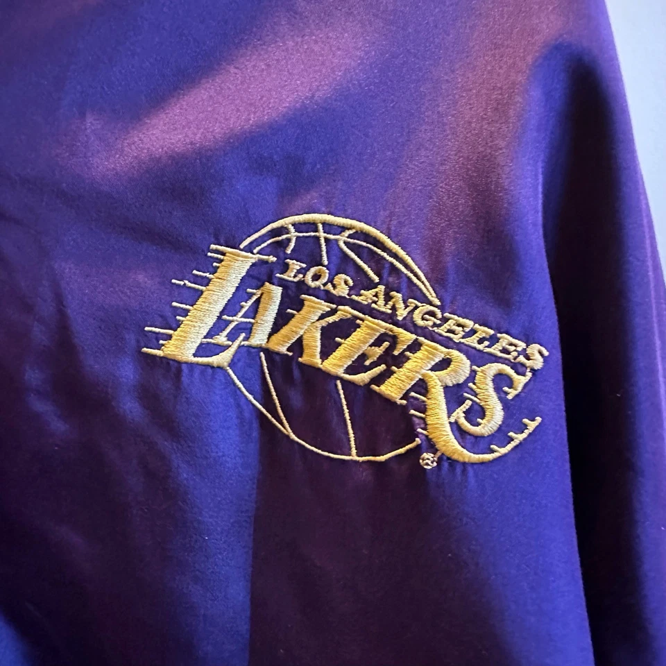Vintage 90s Tulliano Los Angeles Lakers Purple Bomber Silk Jacket Sz L RARE - Image 4 of 4