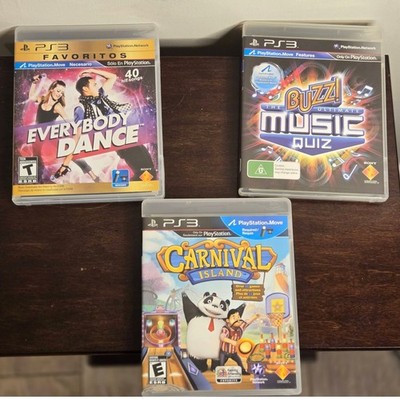 Sony PlayStation 3 Move Bundle Everybody Dance Buzz Music Quiz Carnival Island