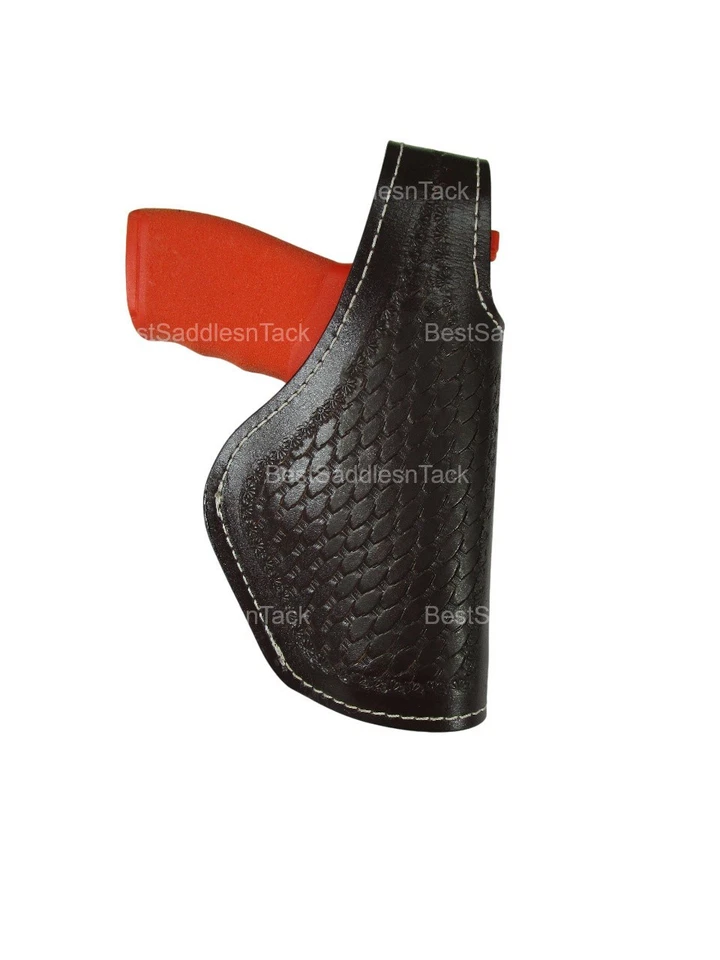 Leather Holster Hellcat Pro Thumb Retention 9mm OWB Basket Tooled 3 Way Carry - Image 4 of 4