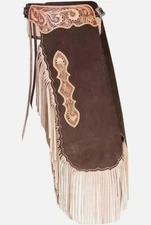 Leather Pull-Up Fashion Chinks with Floral Yoke Set For Riding.