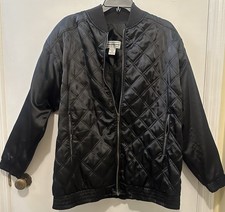 Vintage Westbound Black Quilted Bomber Jacket Made in Hong Kong Size Medium