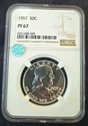 SIGHT WHITE  1957 U.S. 50c Silver PROOF Franklin Half Dollar NGC PF67