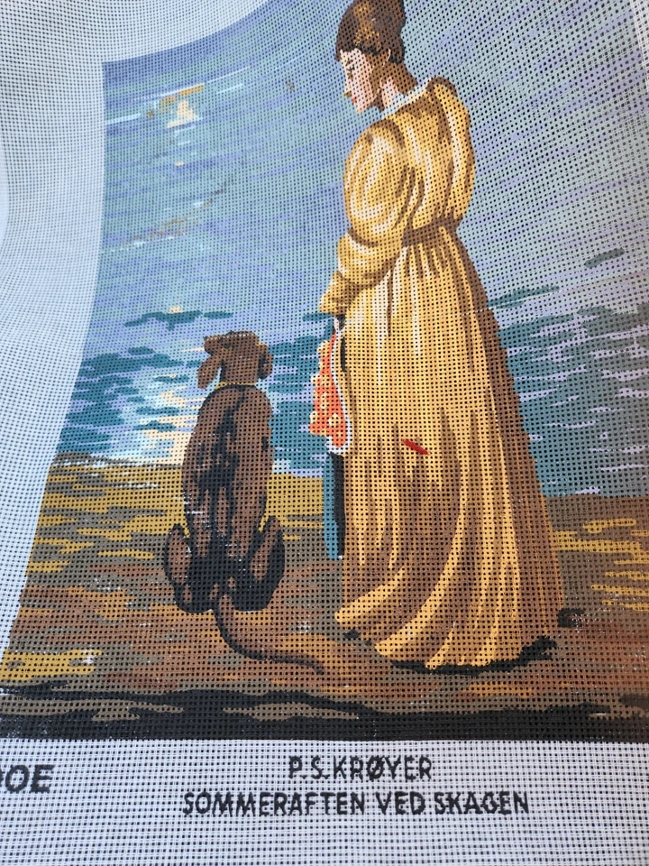 Victorian Lady & Dog At Beach~Needlepoint Canvas - Image 3 of 4