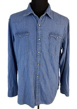Levi s Denim Pearl Snap Western Shirt Men s XL Slim Fit Blue 100 Cotton.