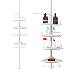 Image of Telescopic 4 Tier Wall Corner Bathroom Shelf Shower Storage Organizer Rack