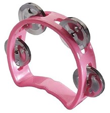TAB-MINI/PK Plastic Cutaway Mini Tambourine with 4 Jingles - Pink