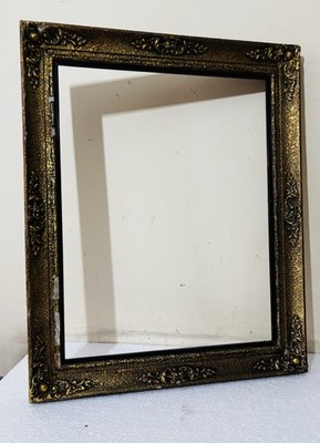 Antiker Bilderrahmen Gold Vergoldet Viktorianisch Schwarz Beleg Alter Abgebrochen 18  X 14 