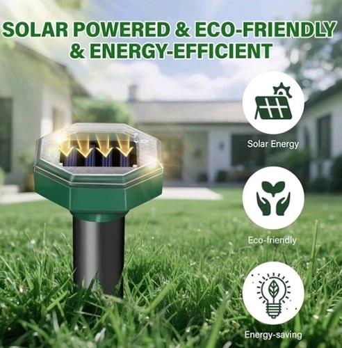 Mole Repellent for Lawns – Ultrasonic & Vibration Mole Deterrent, Solar Powered